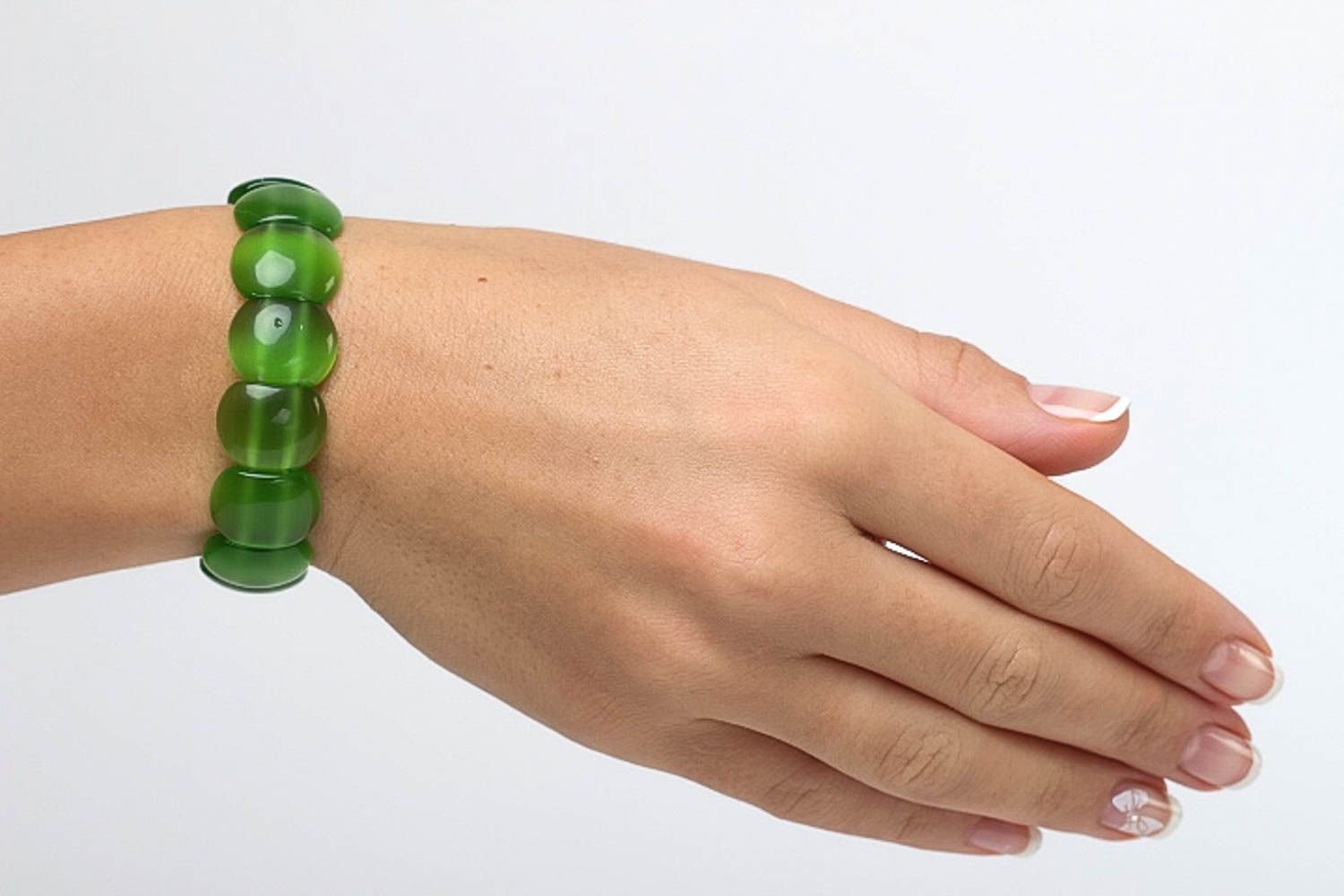 Grünes Armband mit Kugeln handmade Naturstein Schmuck tolles Geschenk für Frauen foto 5