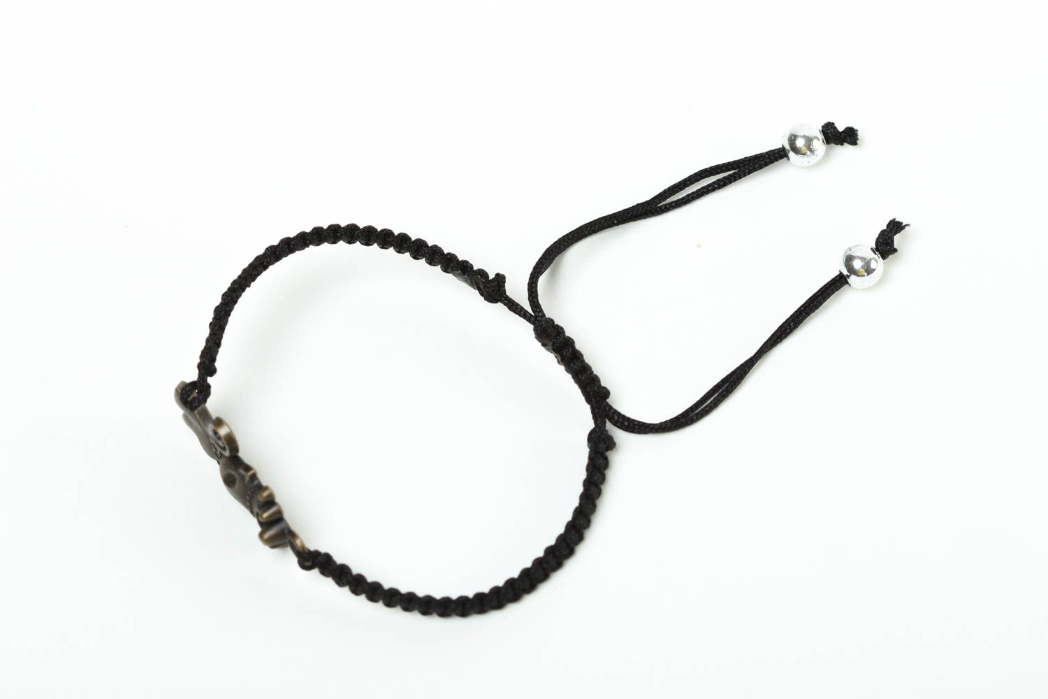 Bracelet textile Bijou fait main noir design Accessoire femme original photo 2