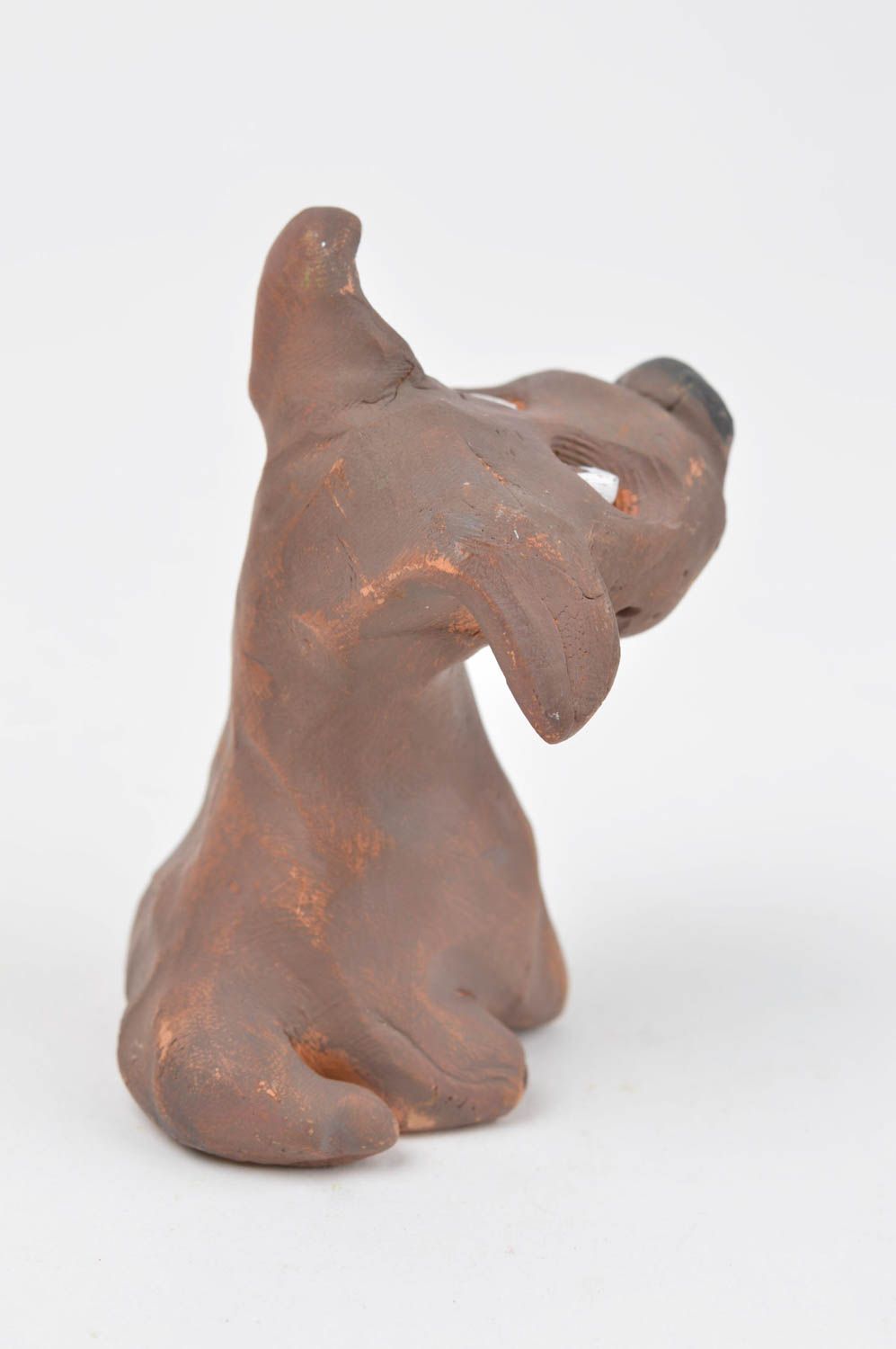 Figurine chien brun faite main Statuette design en argile Déco maison originale photo 3