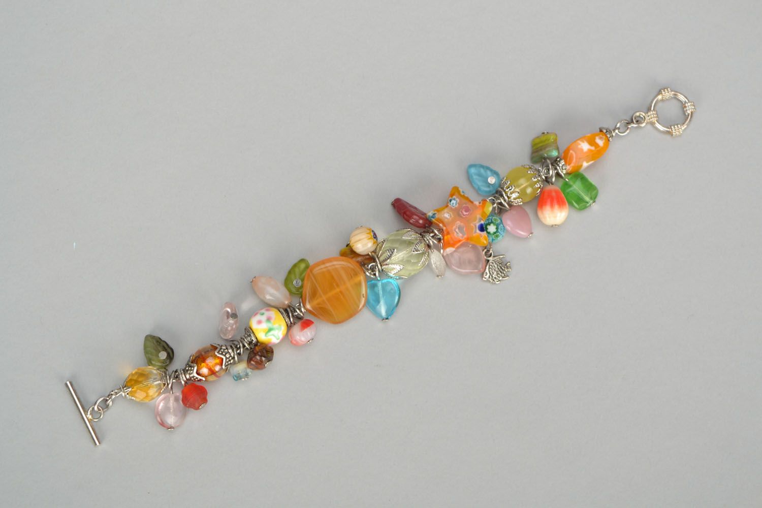 Glass bracelet in floral style photo 4