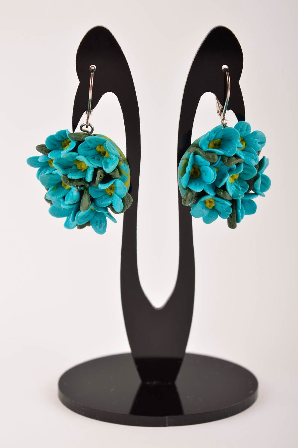 Boucles d'oreilles fleurs Bijou fait main Cadeau femme pâte polymère design photo 2
