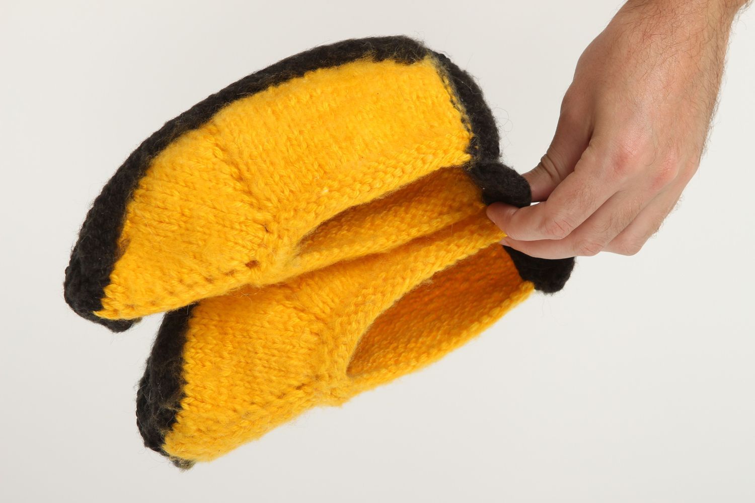 Pantoufles femme faites main Pantoufles en laine jaunes Chaussons d'intérieur photo 5