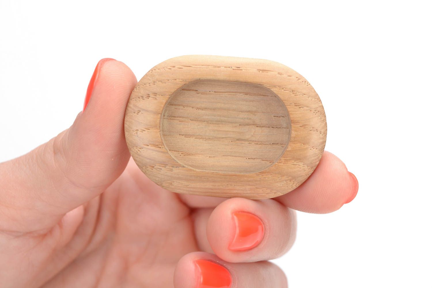 Fourniture pour bijoux bois naturel de chêne de forme ovale faite main photo 5