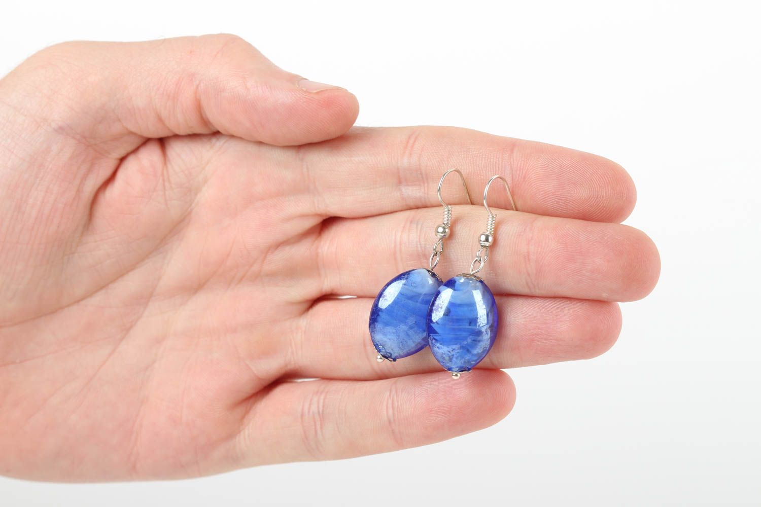 Boucles d'oreilles bleues Bijou fait main en verre de Murano Idée cadeau femme photo 5