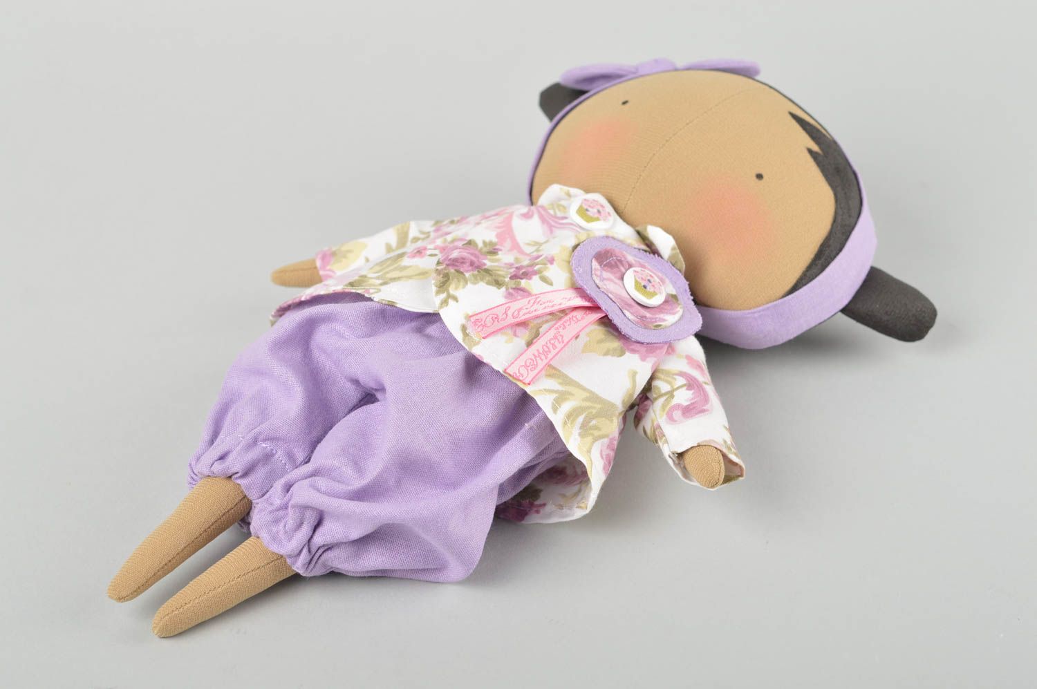 Puppe aus Stoff handgemacht Kinder Spielzeug originell Deko für Zimmer bunt foto 2