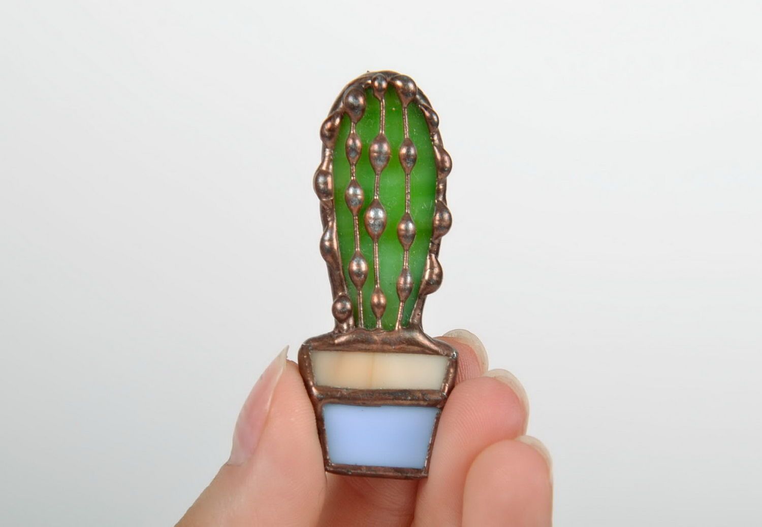 Broche de verre vitrail Cactus photo 4
