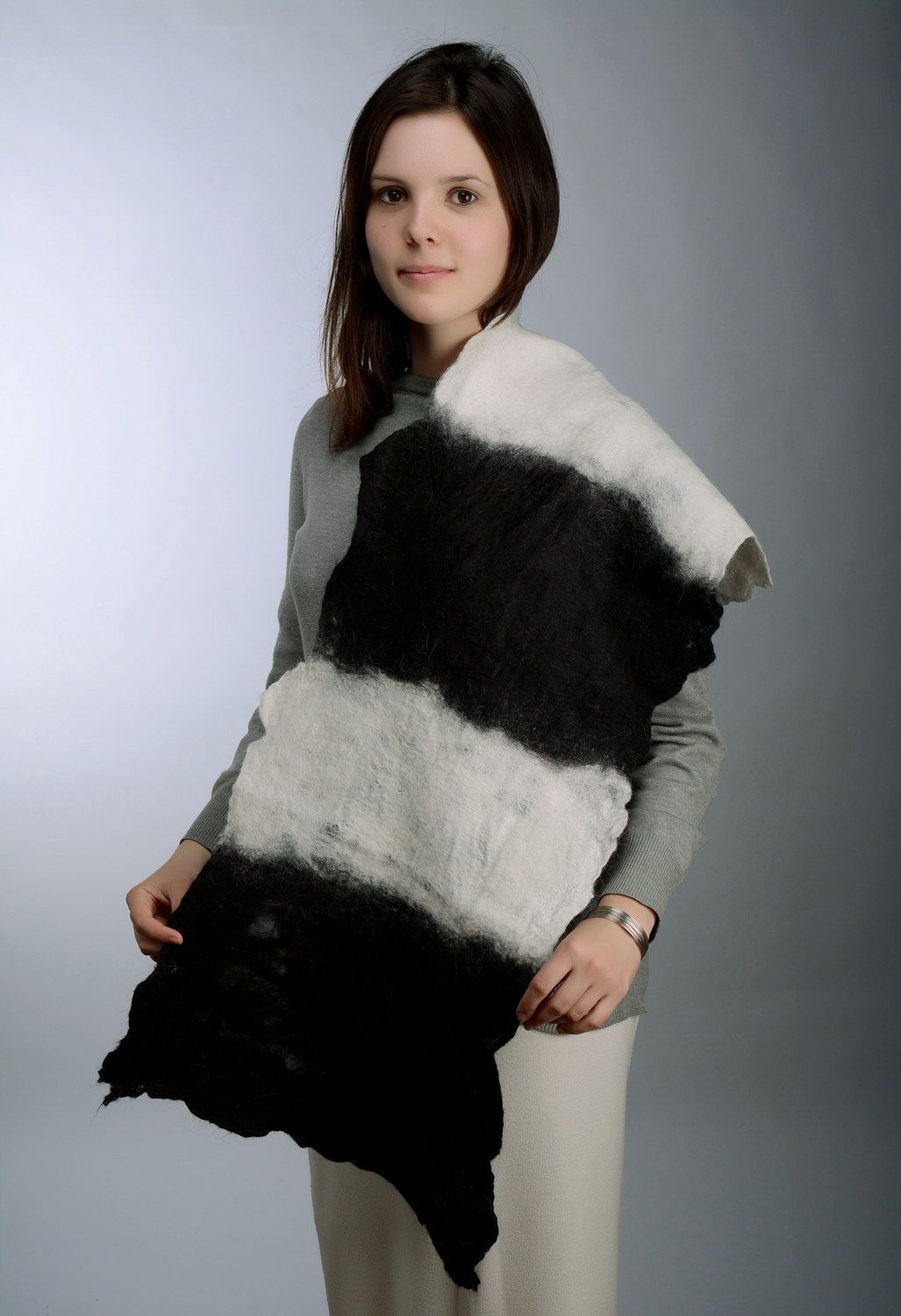 Foulard de laine naturelle Nuit et jour photo 5