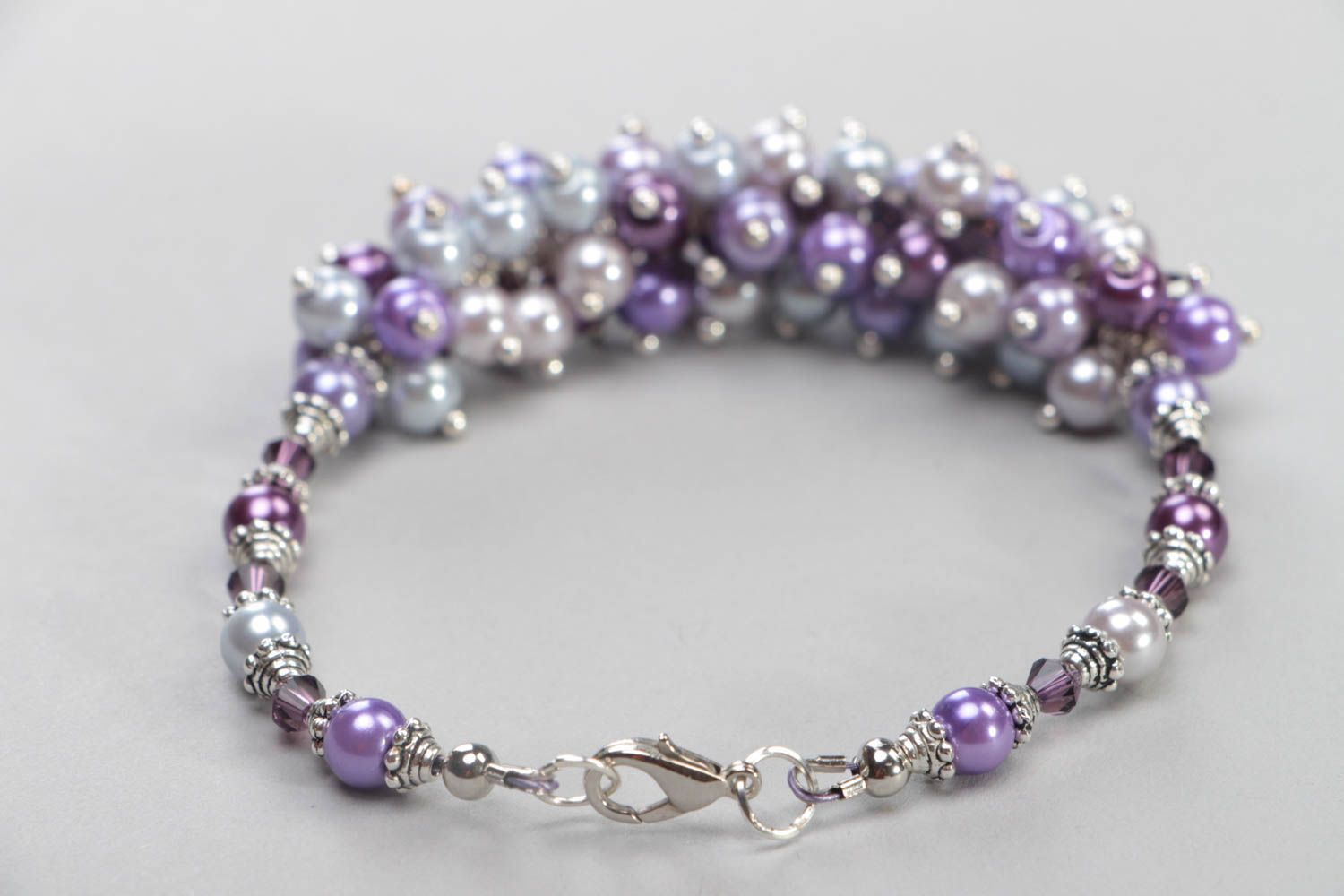 Handmade unusual bracelet lilac stylish accessory female wrist jewelry photo 4
