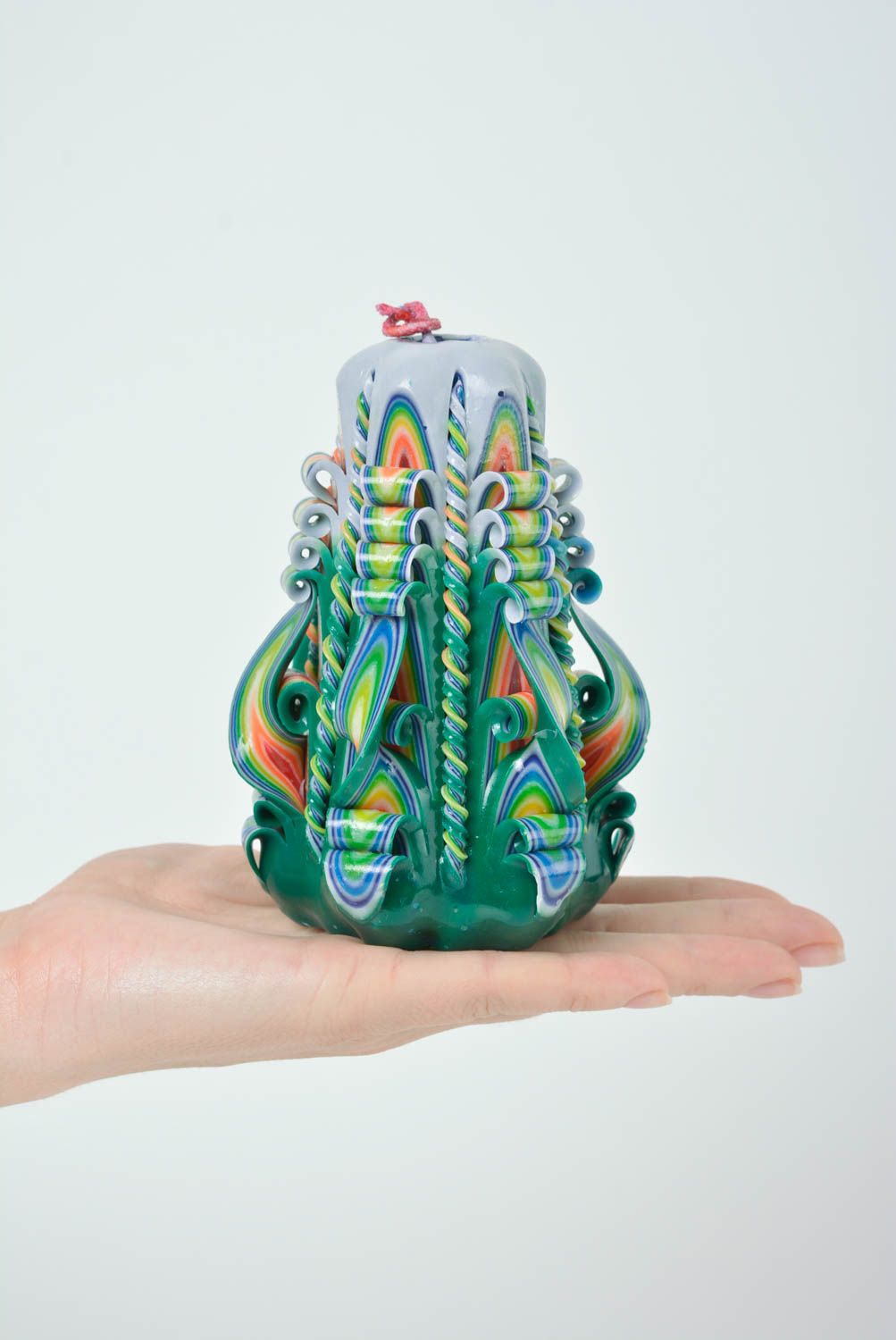Bougie sculptée multicolore faite main en paraffine originale décorative design photo 4