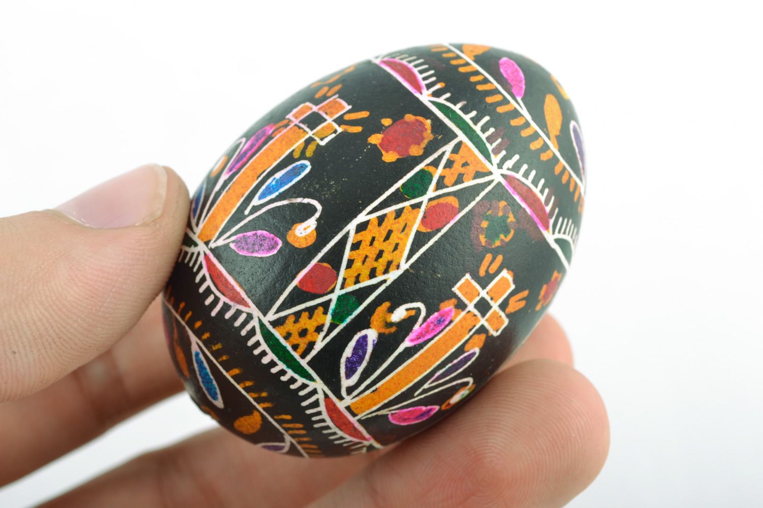 Handmade painted black Easter egg photo 2
