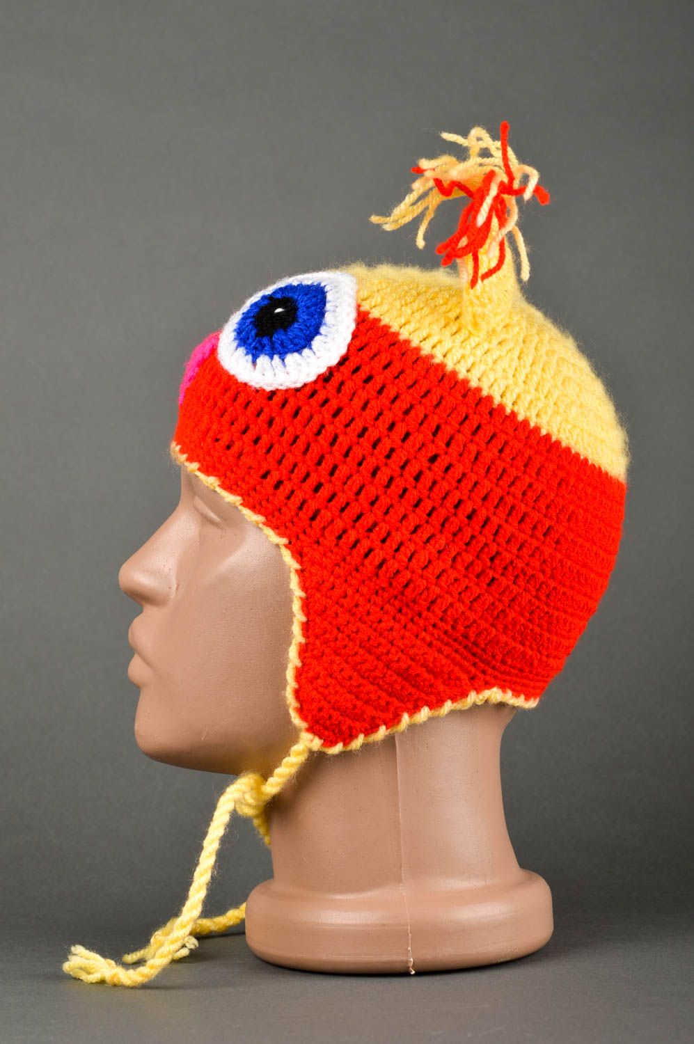 Bunte gestrickte Mütze handmade Eule Mütze modisches Accessoire für Mädchen  foto 3