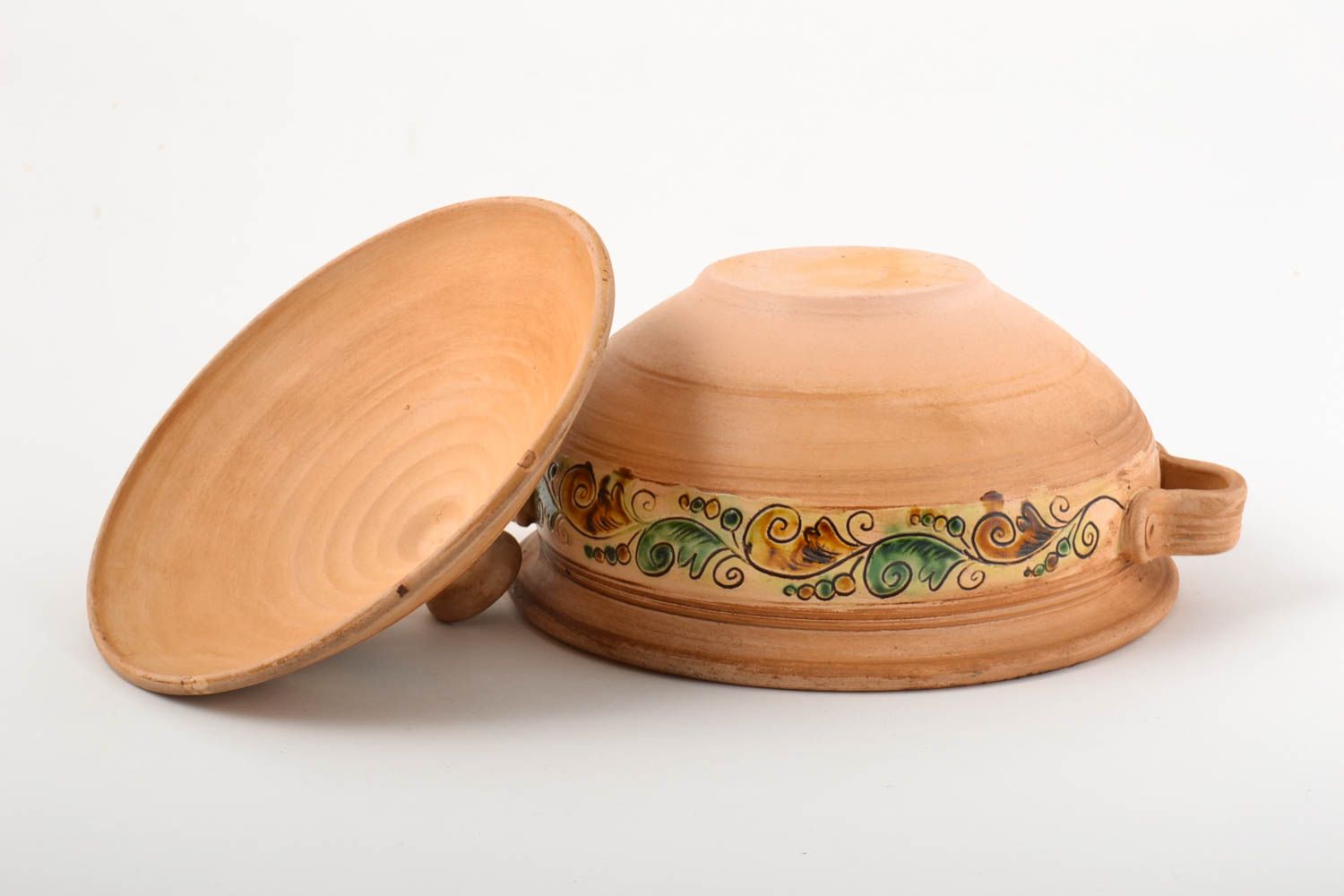 Handmade Keramik Topf mit Griffen und Deckel 2 L Ton Geschirr Küchen Deko  foto 5