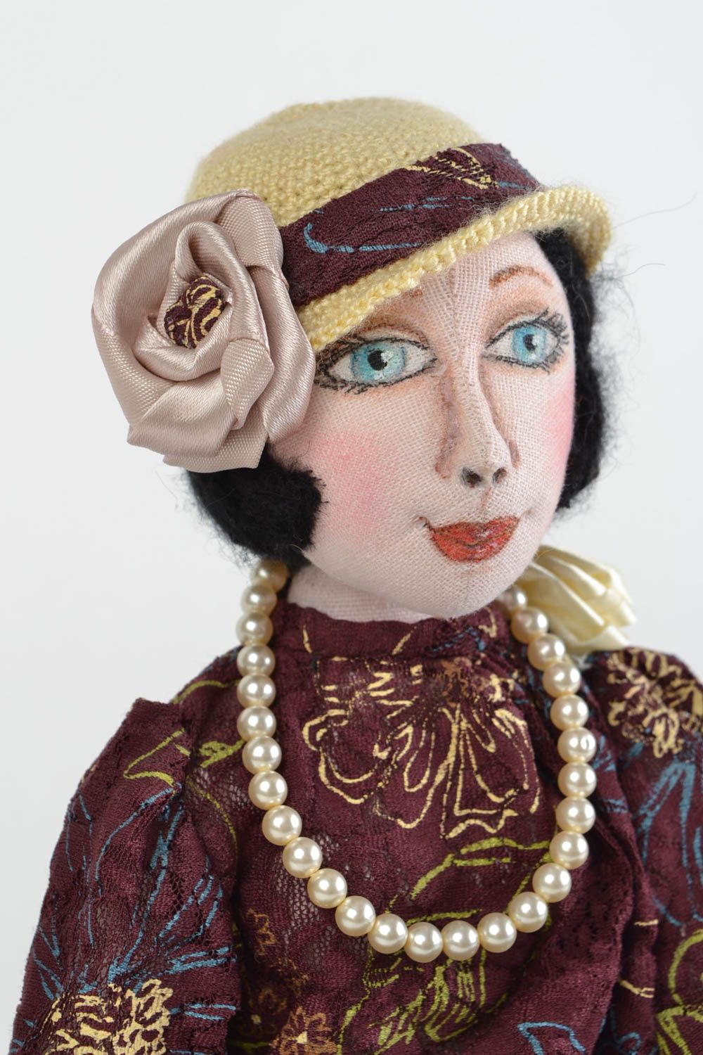 Designer handmade Puppe aus Textil für Kinder und Interieur handgeschaffene Anna foto 4