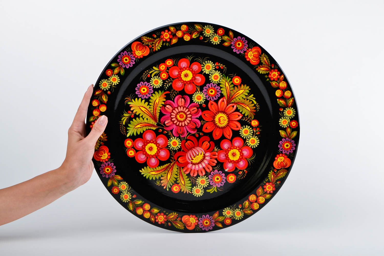 Handmade decorative plate stylish beautiful plate wooden stylish ware photo 2