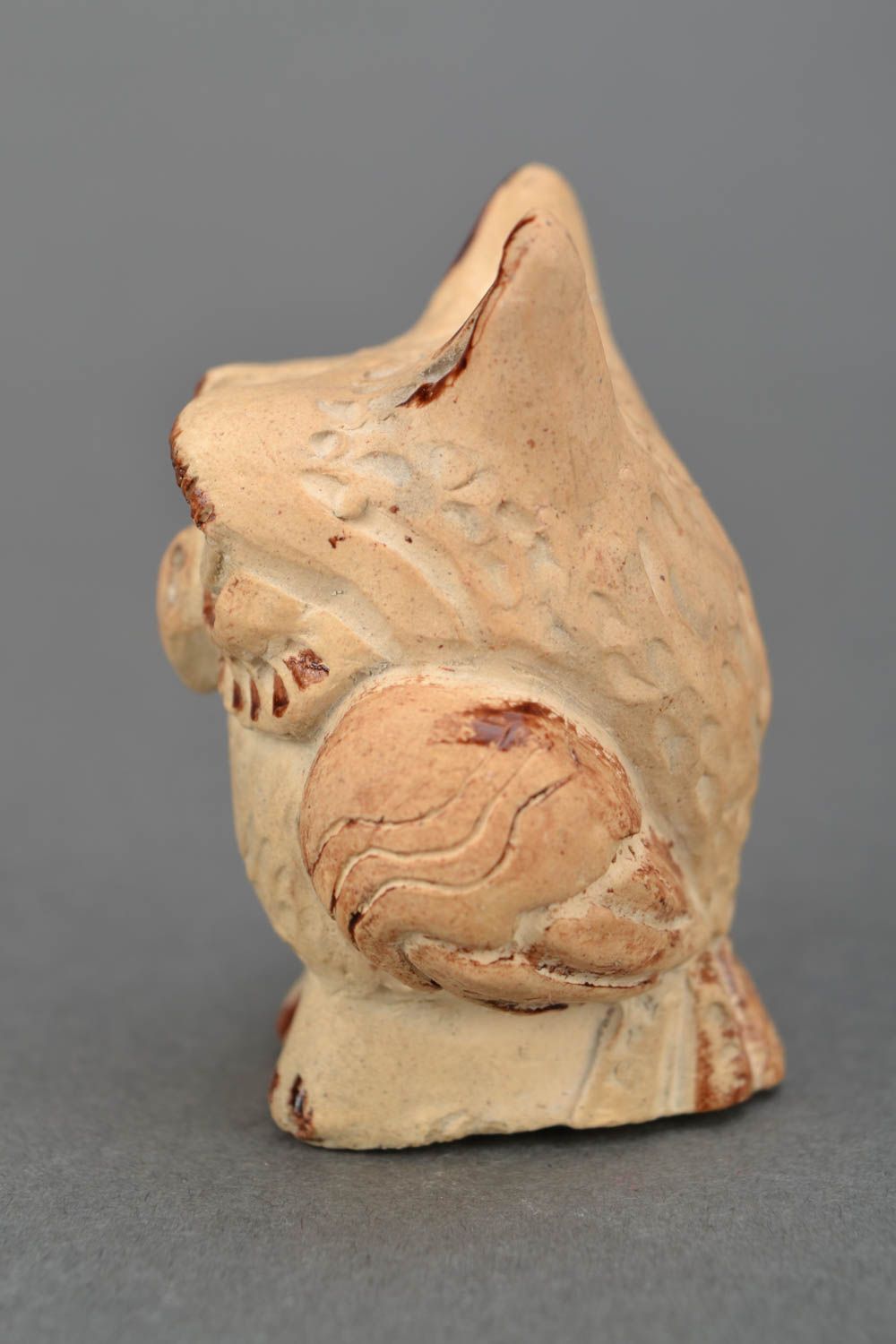 Homemade clay statuette Owl photo 3