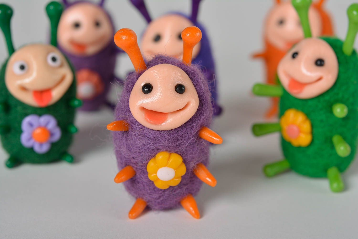 Violet woolen toy handmade plastic figurine designer interior ideas cute gift photo 4
