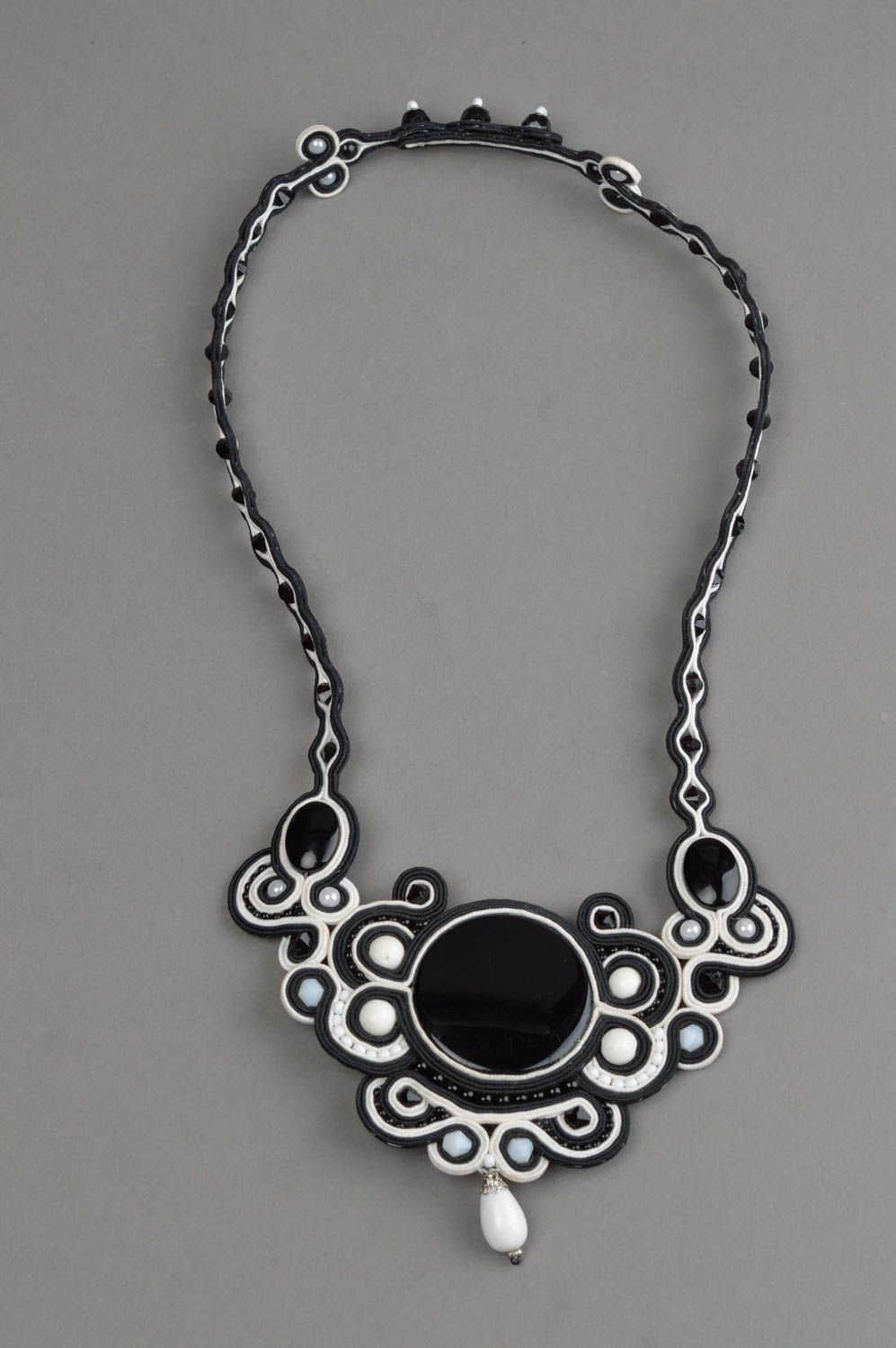 Handmade necklace soutache jewelry fashion necklace handcrafted jewelry  photo 2
