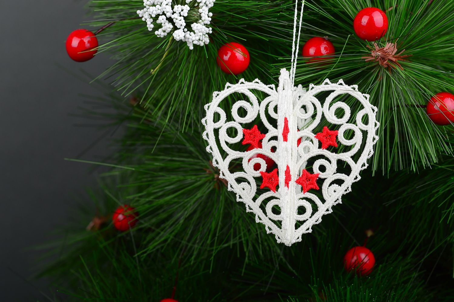 Openwork Christmas toy handmade Christmas decor heart toy decorative use only photo 1