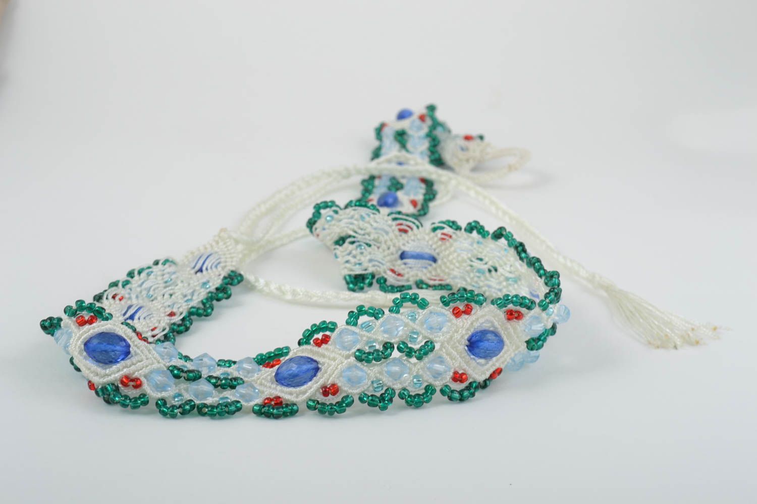 Beautiful handmade woven thread belt textile belt accessories for girls  photo 3
