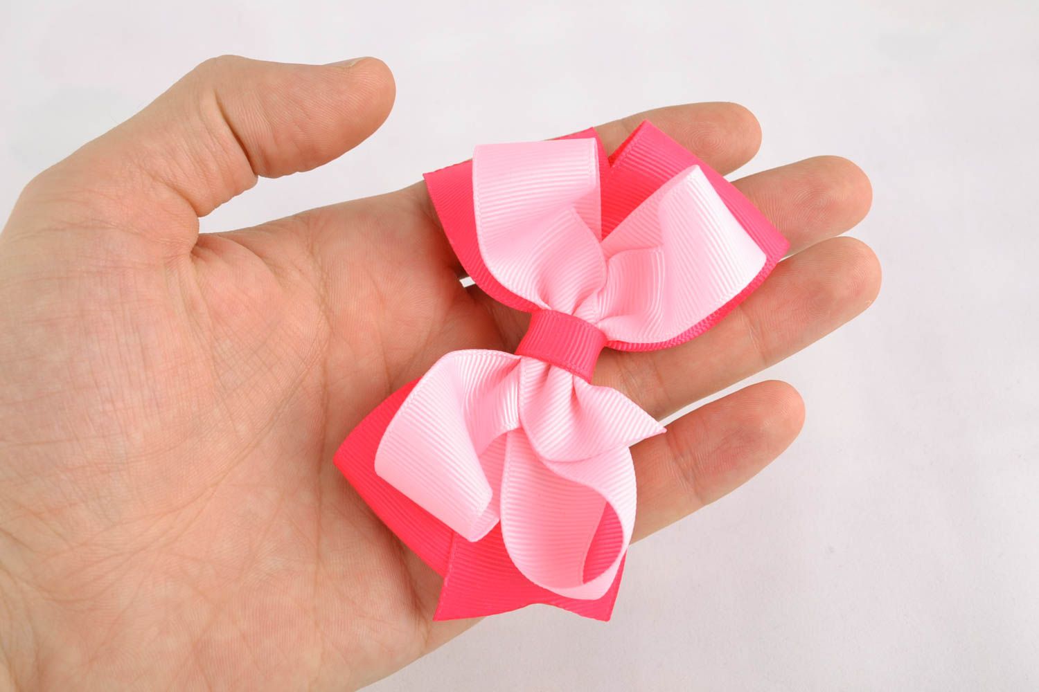 Pink bow for handmade hair clip photo 2