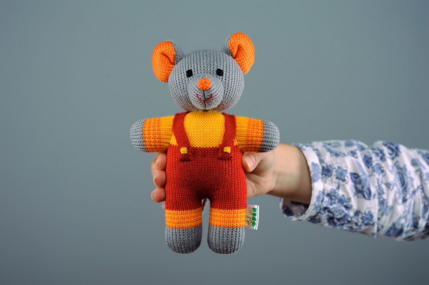 Soft knitted doll Mouse Kuzia photo 1