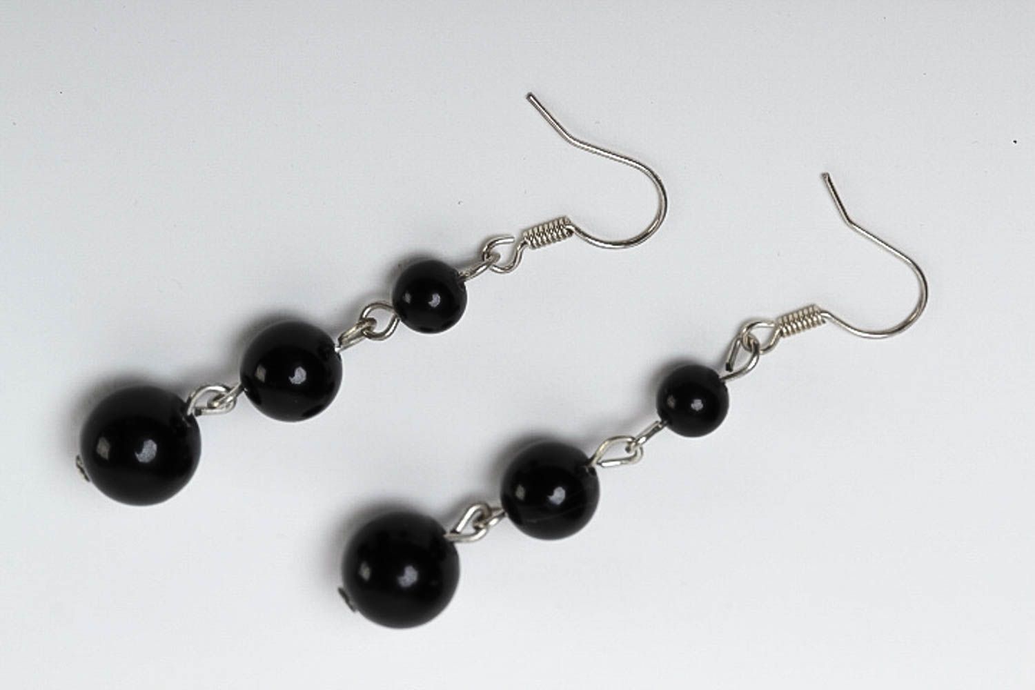 Perlen Ohrhänger handmade Juwelier Modeschmuck Geschenk für Frauen Achat schwarz foto 4