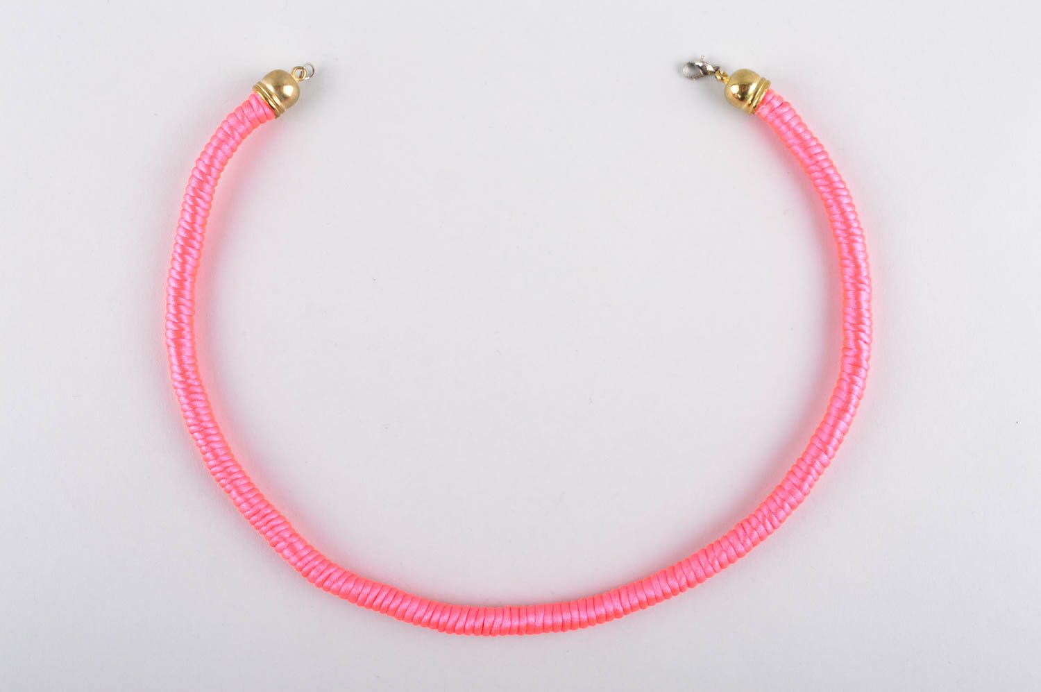 Колье ручной работы колье из веревки украшение на шею розовое авторское фото 5