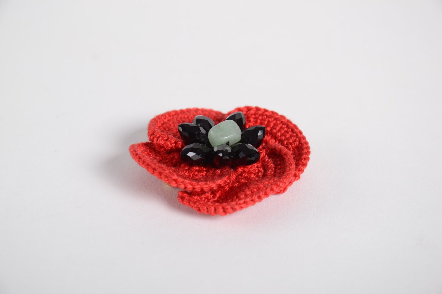 Unusual handmade crochet brooch flower brooch jewelry beaded brooch pin photo 3