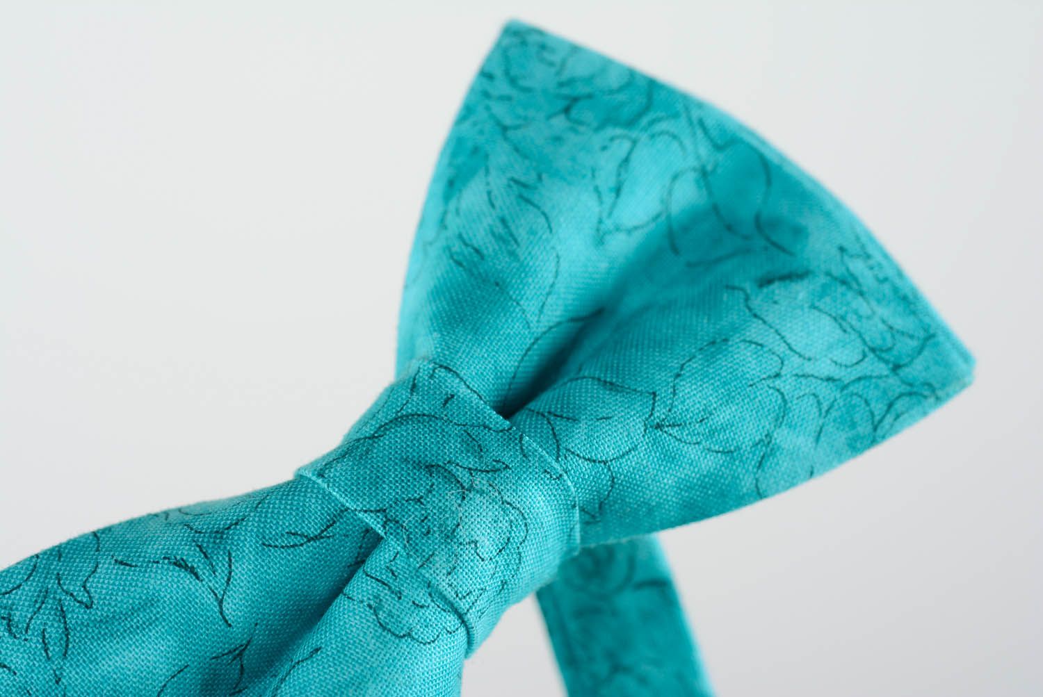 Nœud papillon fait main en tissu Marbre bleu photo 4