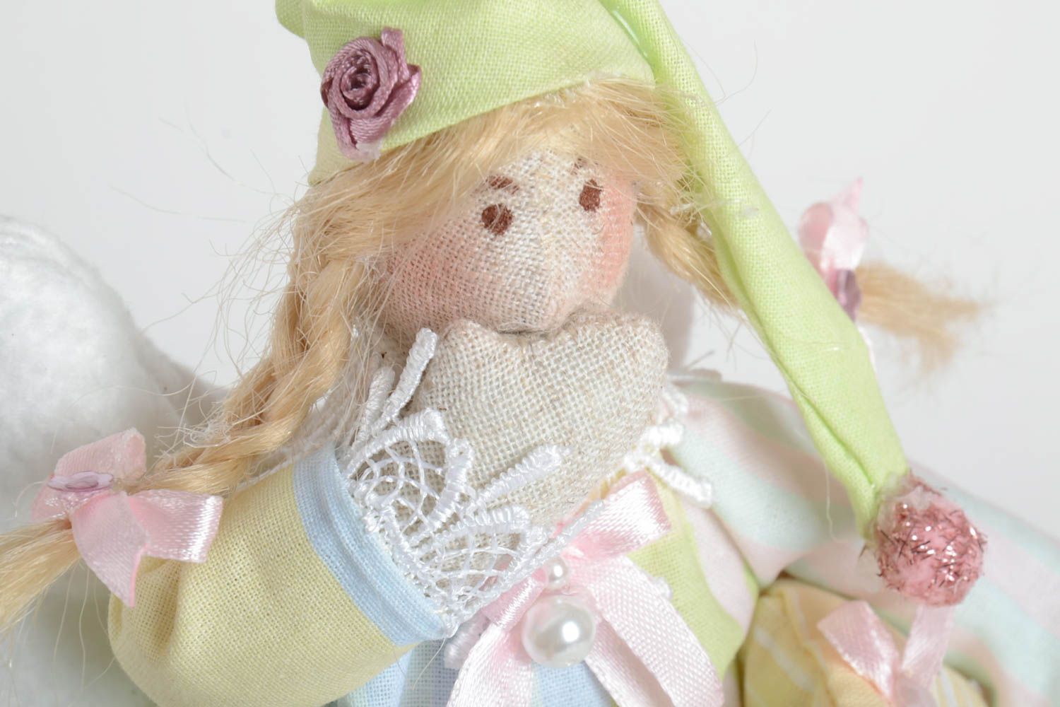 Puppe handgemacht Stoffpuppe Engel im Schlaf Geschenk für Freundin Wohnung Deko  foto 3