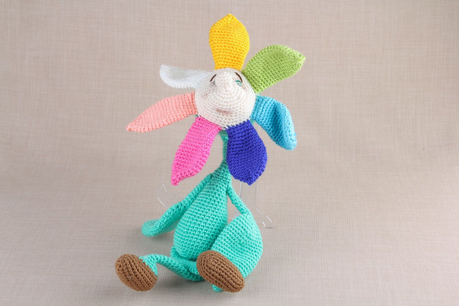 Peluche tricotée fleur de sept couleurs faite main photo 5