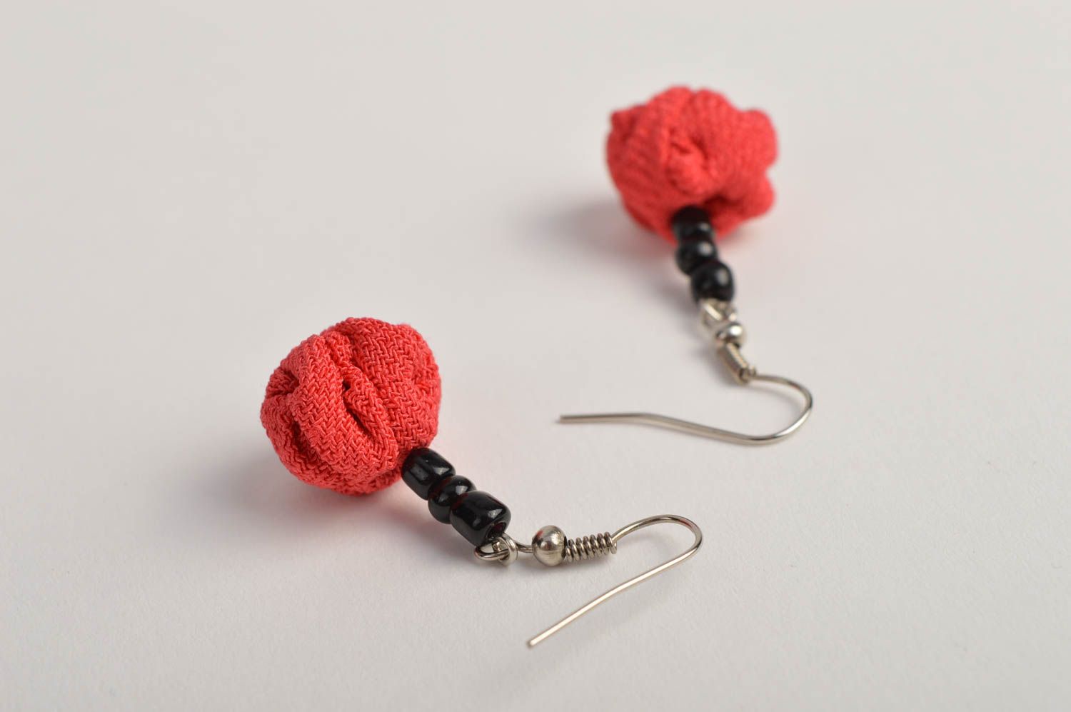 Handmade elegant earrings stylish beaded earrings textile cute accessory photo 4