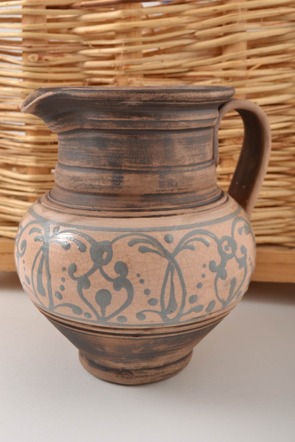 Jarro de cerámica hecho a mano vajilla original étnica utensilio de cocina  foto 1