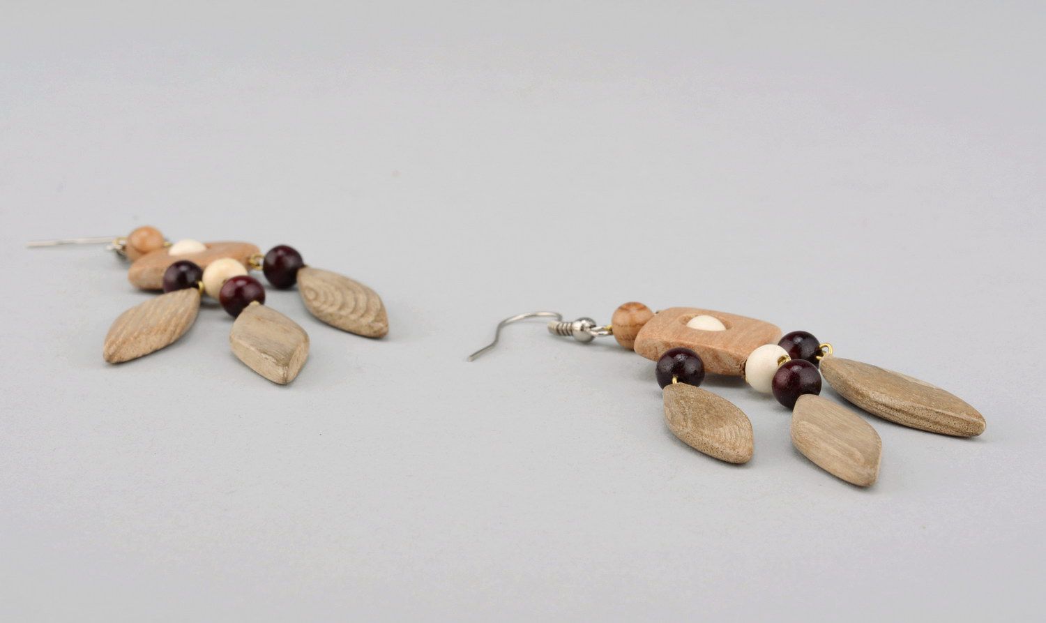 Earrings made of different wood species photo 2