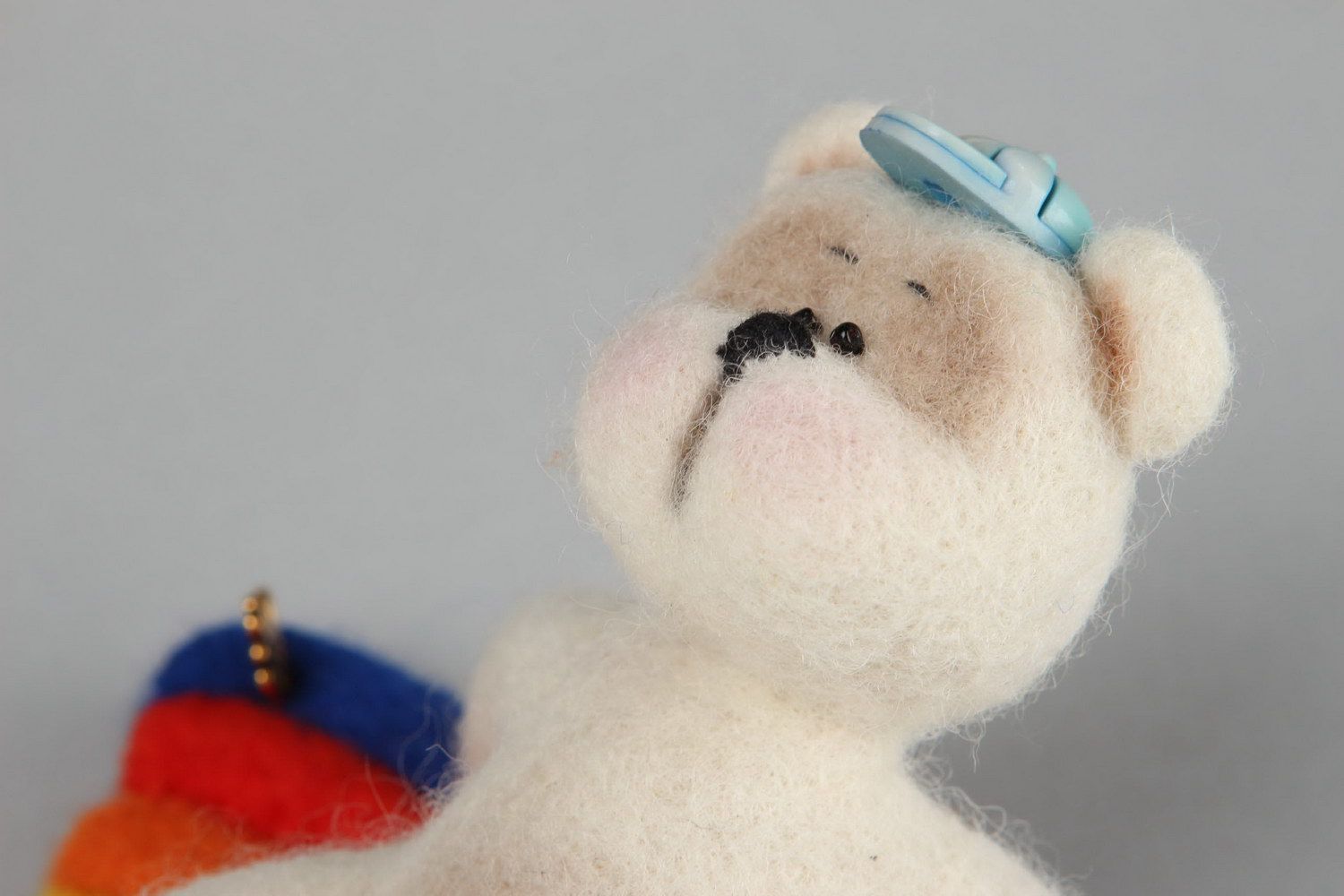 Мягкая игрушка из шерсти Мишка на радуге, валяние фото 3