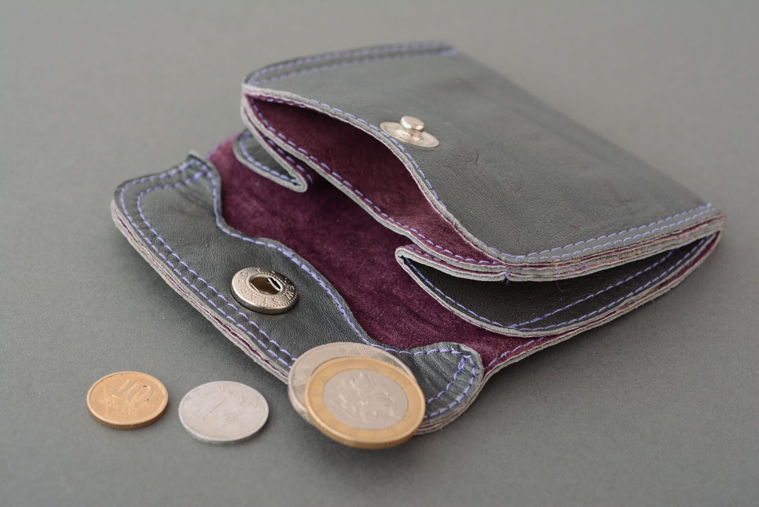 Handgemachte Geldbörse aus Leder foto 3