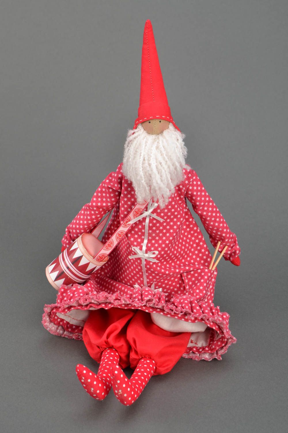 Künstlerische Puppe Weihnachtsmann aus Textil foto 1