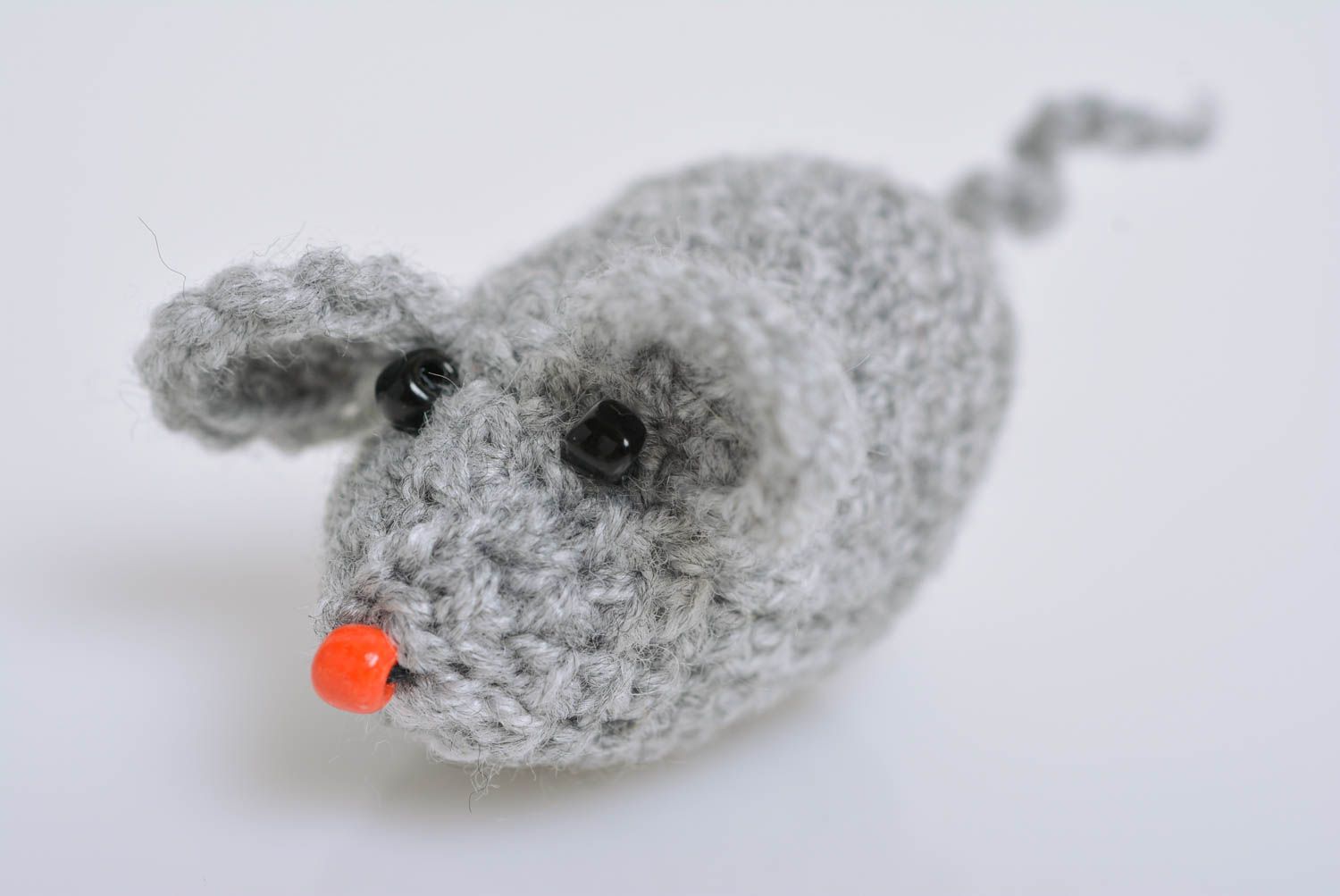 Children's handmade soft toy crocheted of acrylic yarn Small Gray Mouse photo 1