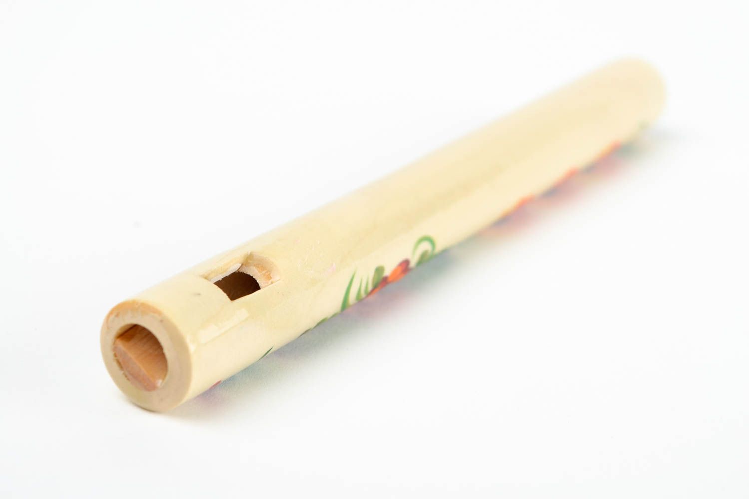 Handmade helle Holz Flöte Wohn Accessoire Blasinstrument aus Holz Sonnenblumen foto 5