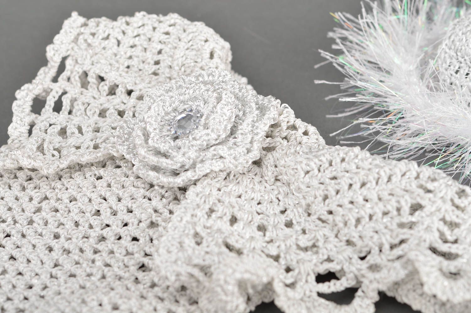 Robe de mariée pour bouteille tricotée au crochet en fils acryliques faite main photo 4