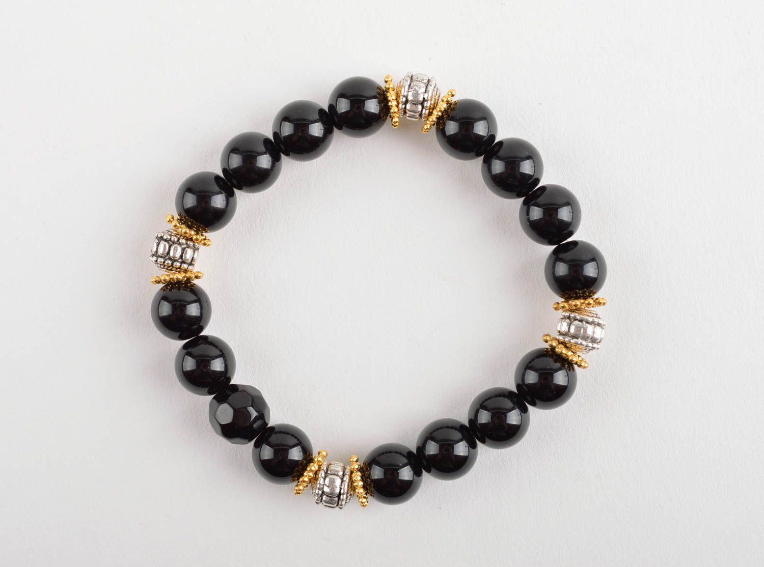 Bracelet en pierres Bijou fait main noir perles d'agate Accessoire femme photo 3