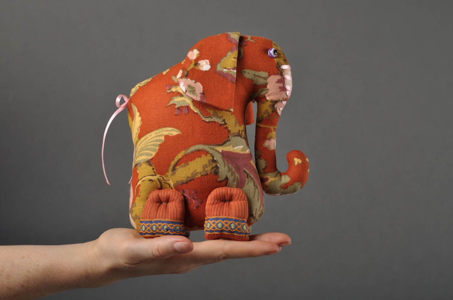 Игрушка слоник ручной работы детская игрушка с росписью мягкая игрушка фото 5