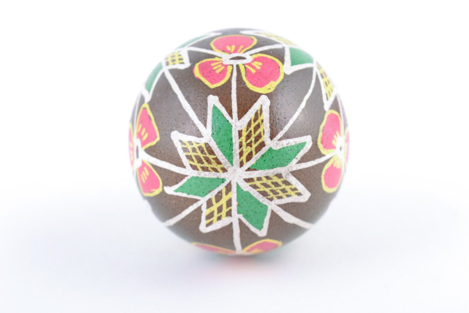 Handmade traditional decorative painted egg with floral ornament Easter decor photo 5