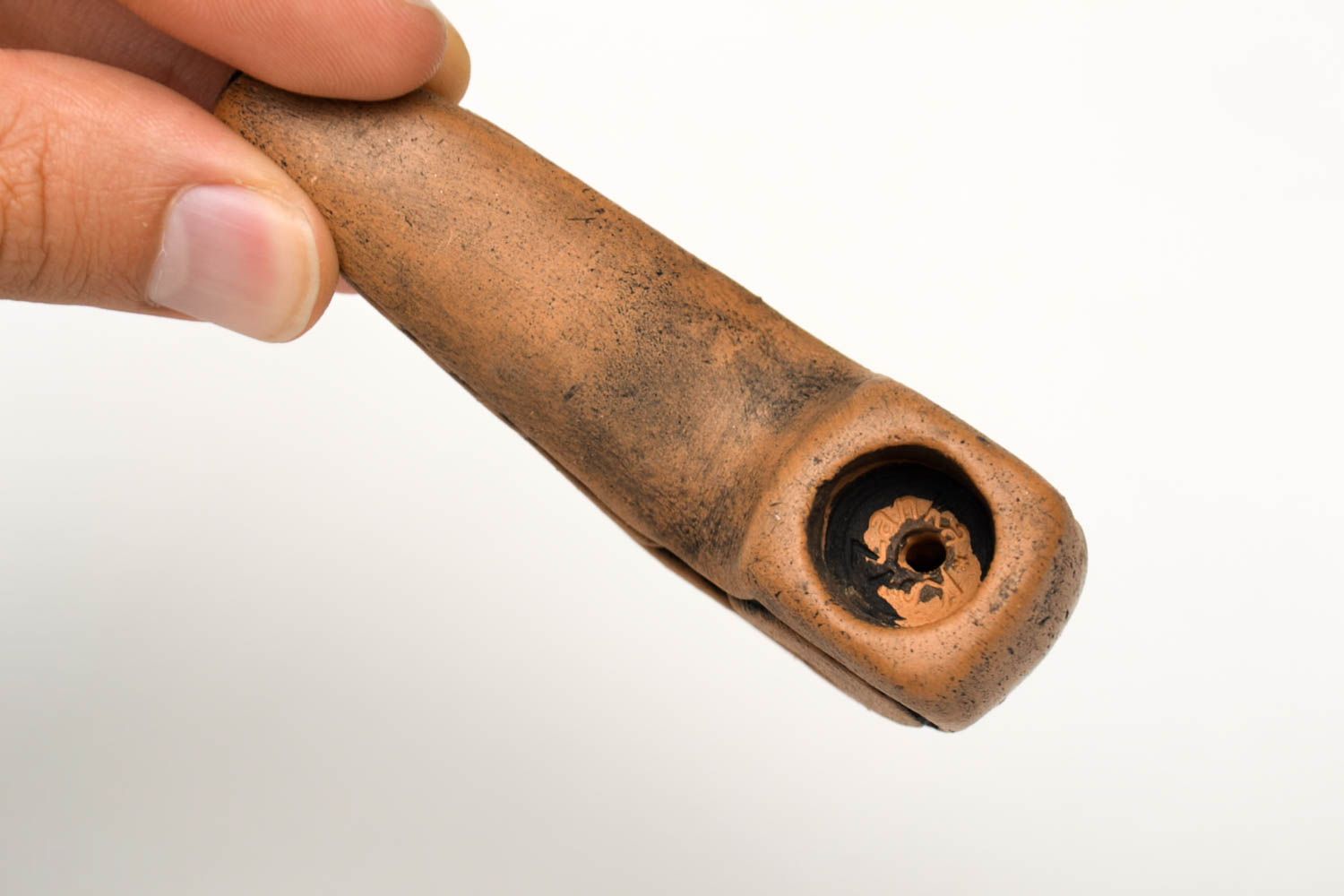 Pipa de barro artesanal accesorio para fumador poco común regalo para hombres foto 2