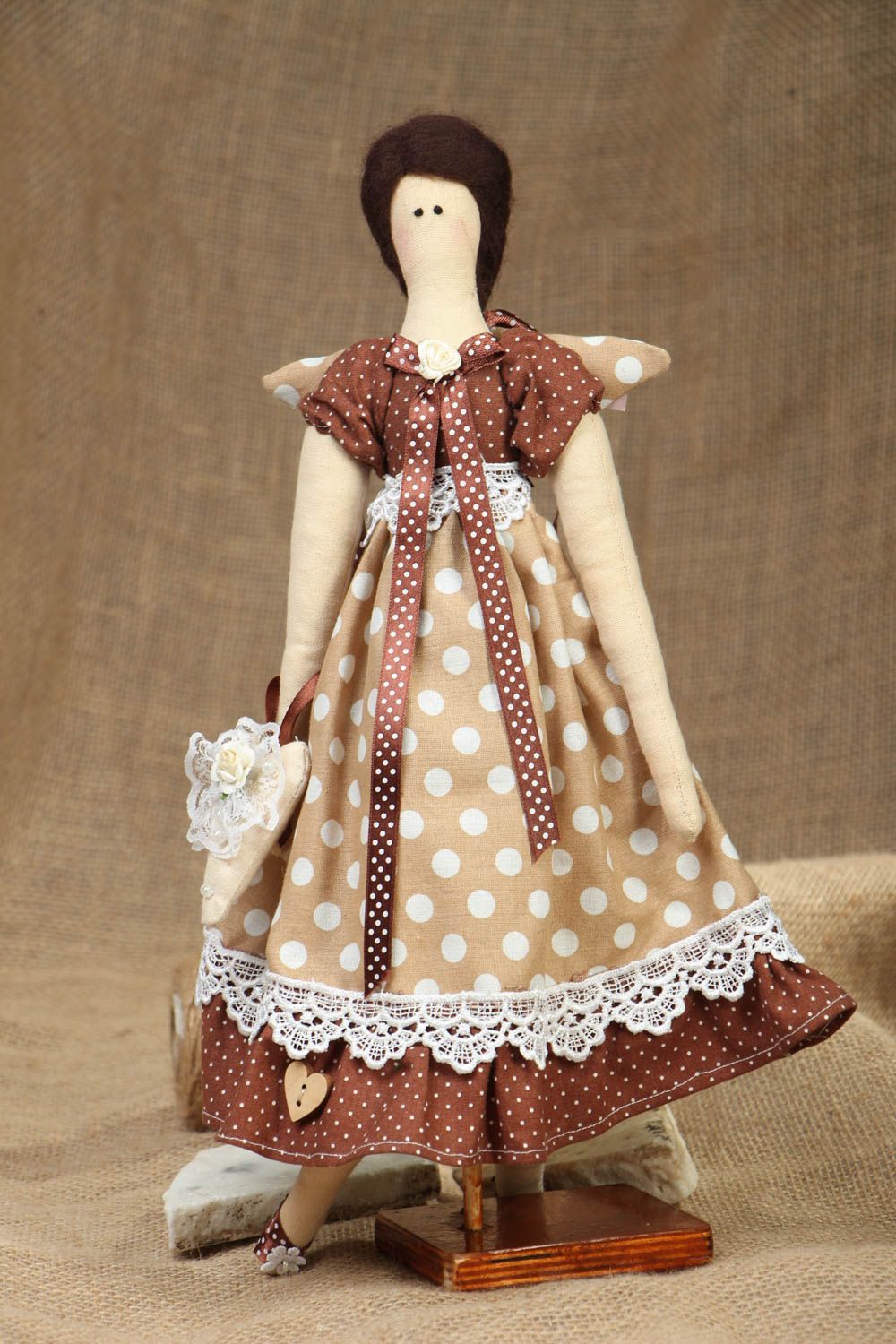 Кукла ручной работы в платье  фото 5