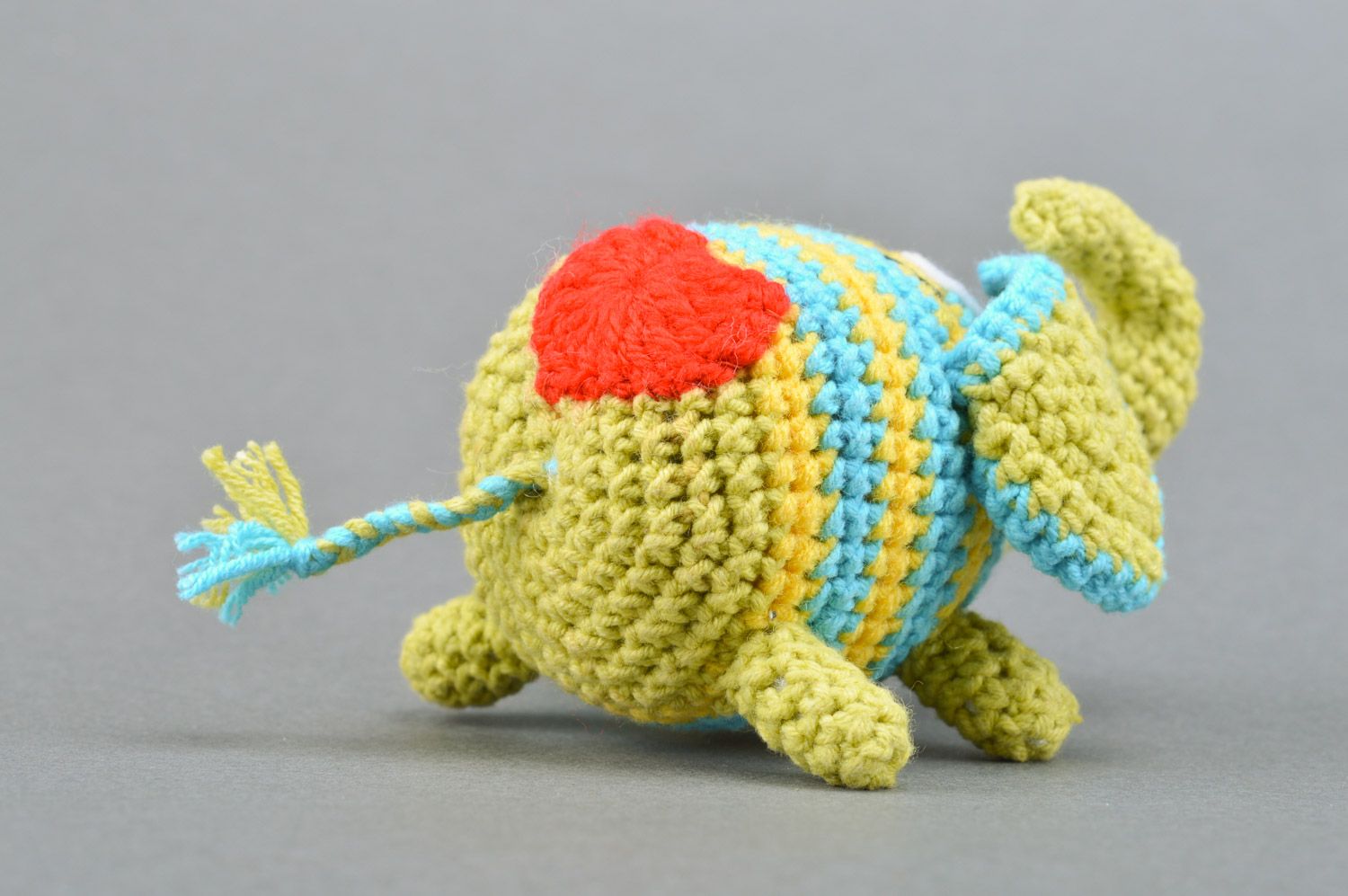 Handmade children's soft toy crochet of half-woolen threads Elephant with Heart photo 5