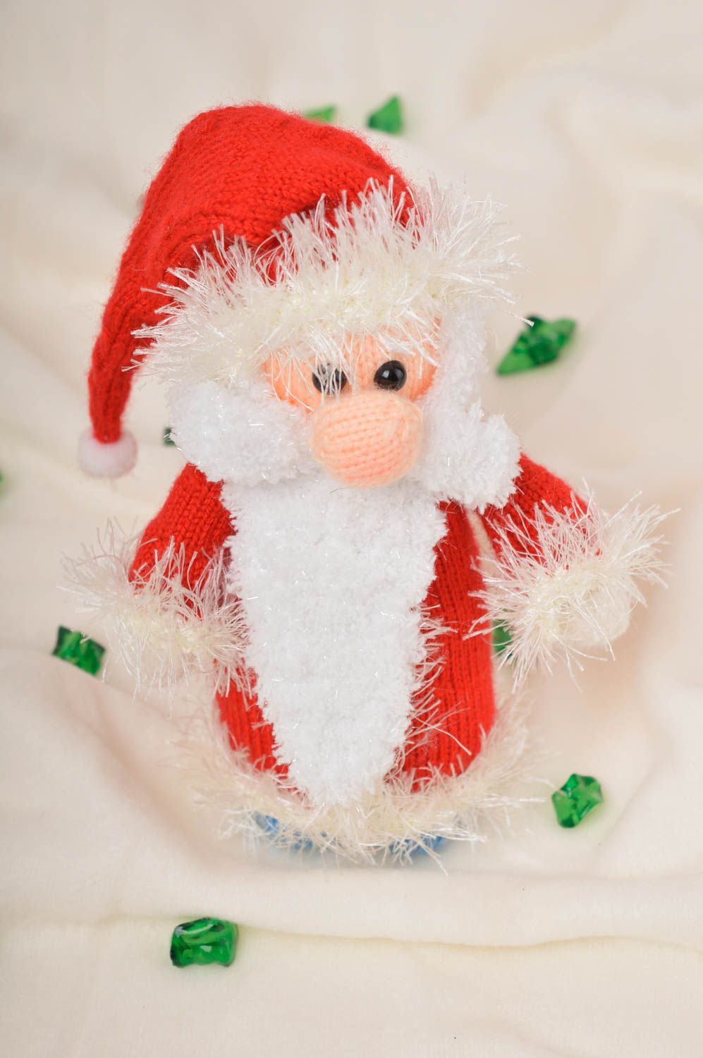 Peluche père Noël Jouet fait main tricoté en acrylique Cadeau pour enfant photo 1