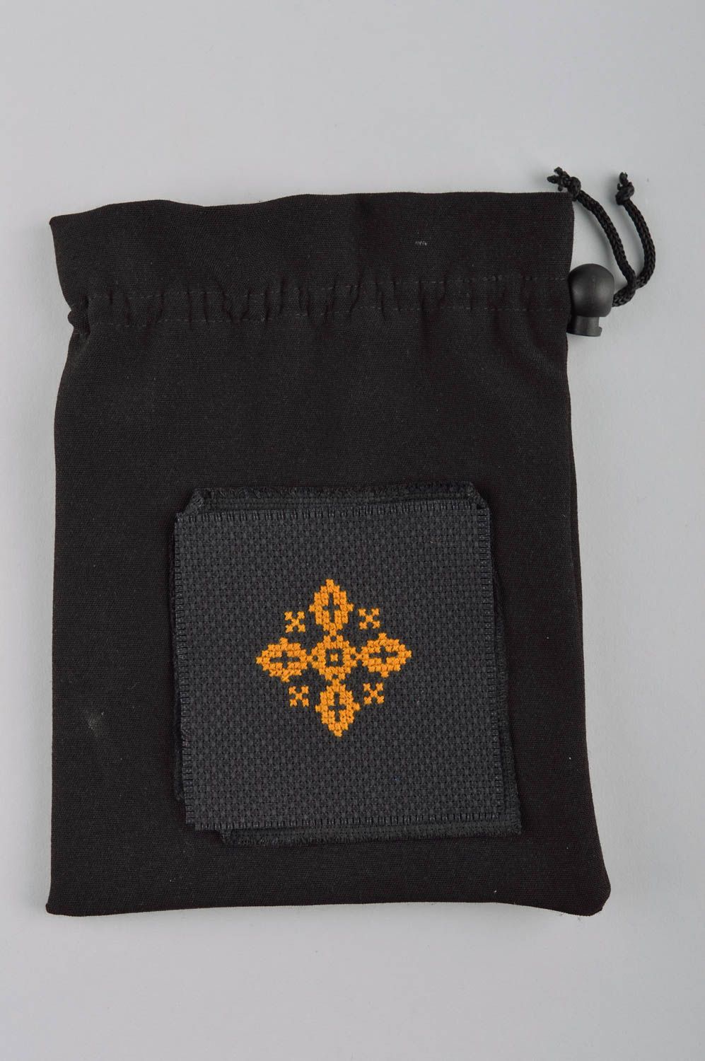 Мешочек для монет черный ручной работы кошелек из ткани женский кошелек стильный фото 2