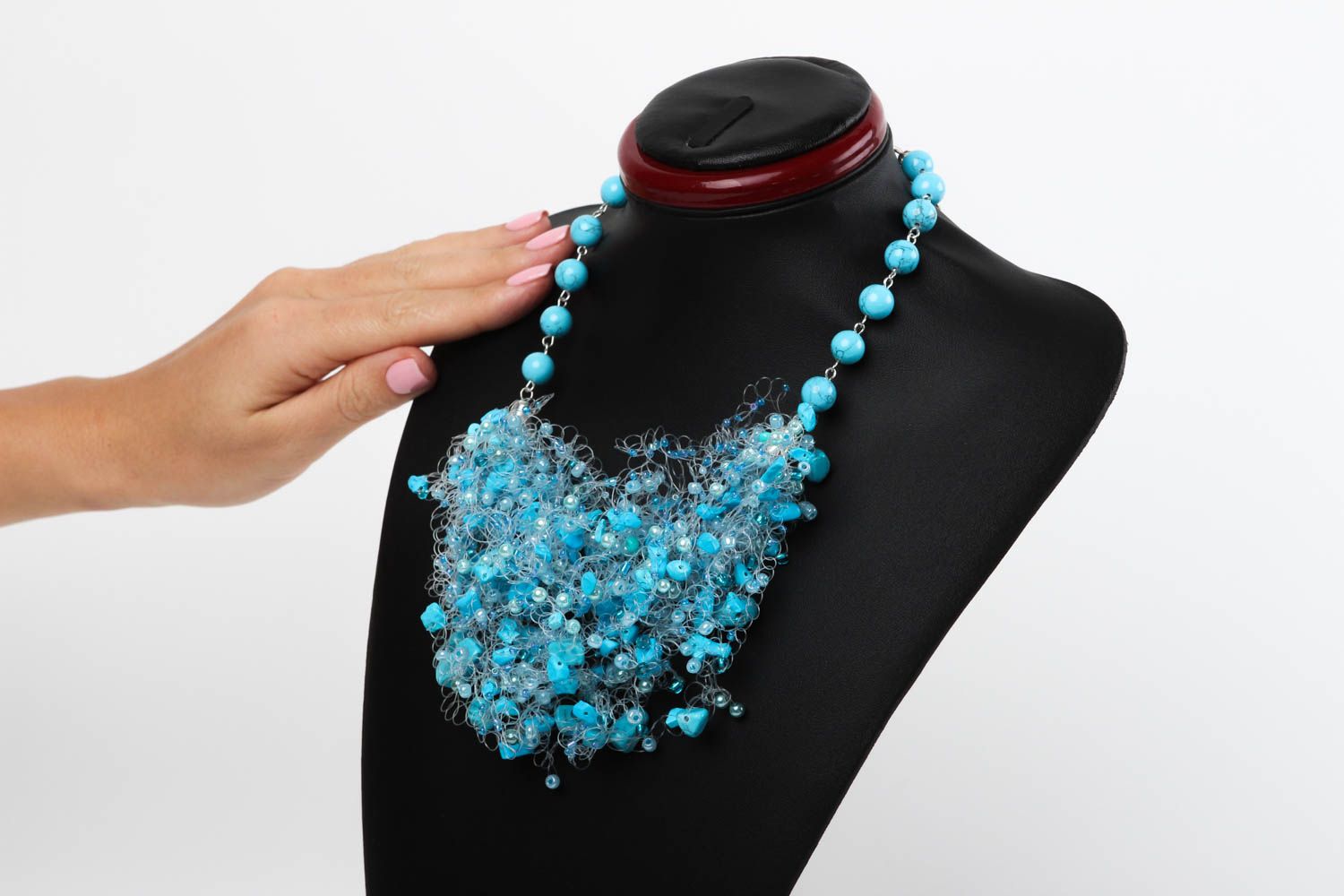 Collier en perles de rocaille Bijou fait main avec turquoise Cadeau femme photo 5