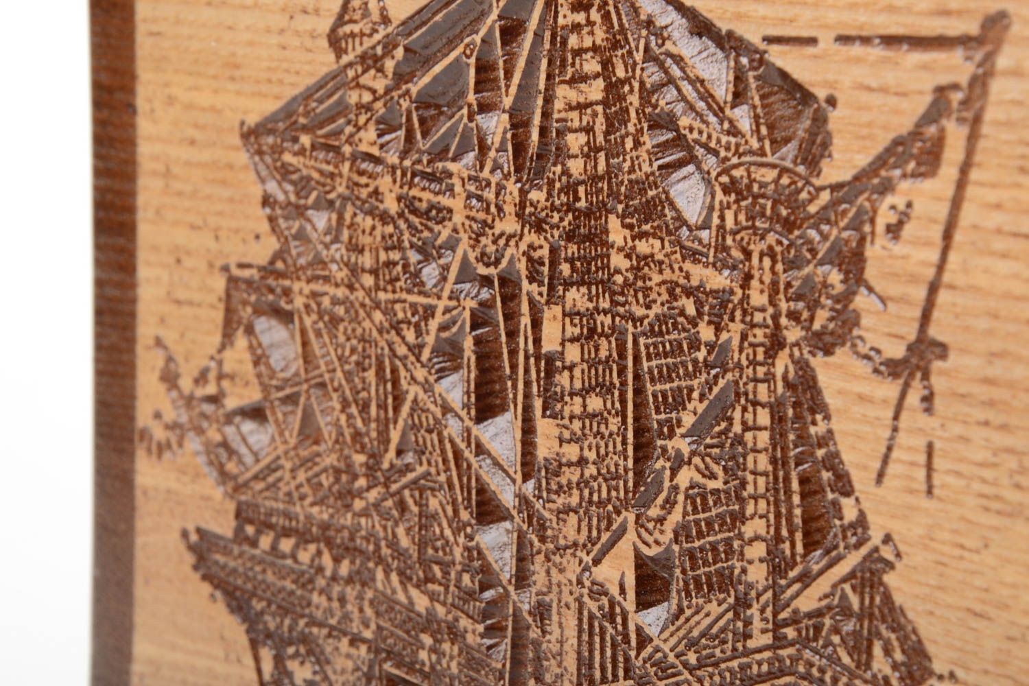 Kleines originelles quadratisches Holz Wandbild Schiff Schmuck für Haus Dekor foto 4